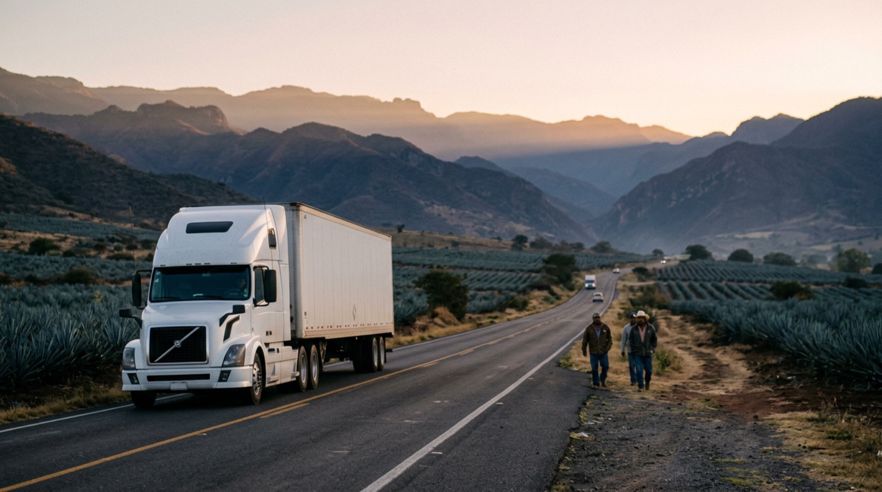 Un tractocamión en una carretera mexicana
