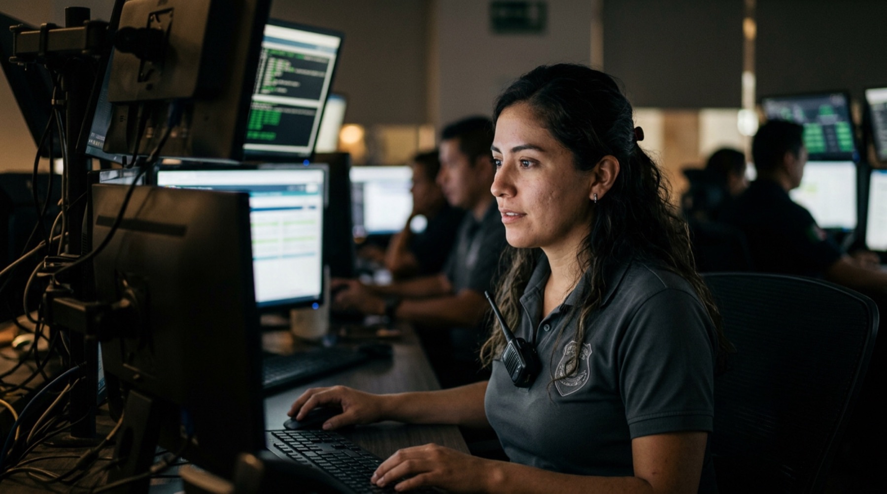 Una especialista monitorea la seguridad de los sistemas
